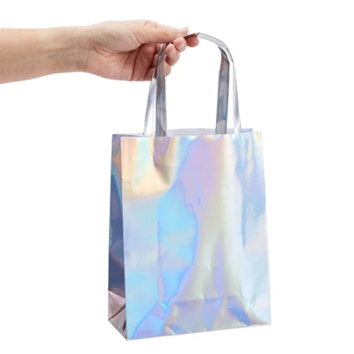 Blue Panda 20 Pack Holographic Foil Paper Gift Bags With Handles For Baby Shower, Birthday, Wedding, Party Favors, Goodies, Boutiques, 7x9x3 In 2 Blue Panda 20 Pack Holographic Foil Paper Gift Bags With Handles For Baby Shower, Birthday, Wedding, Party Favors, Goodies, Boutiques, 7x9x3 In - Image 2