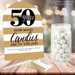 Big Dot Of Happiness We Still Do - 50th Wedding Anniversary - How Many Candies Anniversary Party Game - 1 Stand And 40 Cards - Candy Guessing Game