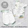 Big Dot Of Happiness Boho Botanical Baby - 2-in-1 Greenery Baby Shower Cards - Activity Duo Games - Set Of 20