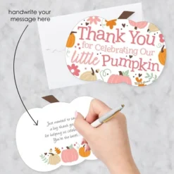 Big Dot Of Happiness Girl Little Pumpkin - Shaped Thank You Cards - Fall Birthday Party Or Baby Shower Thank You Note Cards With Envelopes - Set Of 12