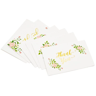 Paper Junkie 48 Count Floral Thank You Cards With Envelopes Set, Gold Foil Rose Thank You Notes For Wedding, Bridal & Baby Shower, 4x6 In 6 Paper Junkie 48 Count Floral Thank You Cards With Envelopes Set, Gold Foil Rose Thank You Notes For Wedding, Bridal & Baby Shower, 4x6 In - Image 6