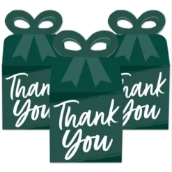 Big Dot Of Happiness Emerald Elegantly Simple - Square Favor Gift Boxes - Guest Party Favors Bow Boxes - Set Of 12