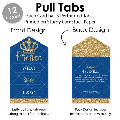 Big Dot Of Happiness Royal Prince Charming - Baby Shower Game Pickle Cards - Conversation Starters Pull Tabs - Set Of 12 2 Big Dot Of Happiness Royal Prince Charming - Baby Shower Game Pickle Cards - Conversation Starters Pull Tabs - Set Of 12 - Image 2