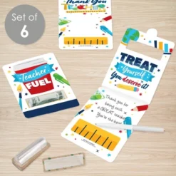 Big Dot Of Happiness Thank You Teachers - DIY Assorted Teacher Appreciation Cash Holder Gift - Funny Money Cards - Set Of 6