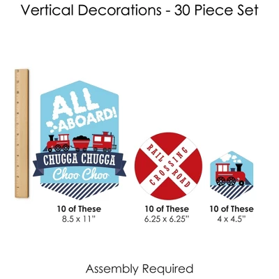 Big Dot Of Happiness Railroad Party Crossing - Train Birthday Party Or Baby Shower DIY Dangler Backdrop - Hanging Vertical Decorations - 30 Pieces 6 Big Dot Of Happiness Railroad Party Crossing - Train Birthday Party Or Baby Shower DIY Dangler Backdrop - Hanging Vertical Decorations - 30 Pieces - Image 6