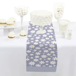 Big Dot Of Happiness Purple Daisy Flowers - Petite Floral Party Paper Table Runner - 12 X 60 Inches