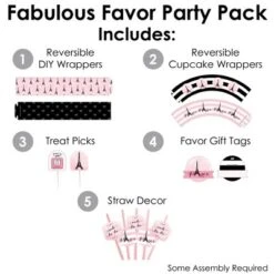 Big Dot Of Happiness Paris, Ooh La La - Paris Themed Baby Shower Or Birthday Party Favors And Cupcake Kit - Fabulous Favor Party Pack - 100 Pieces