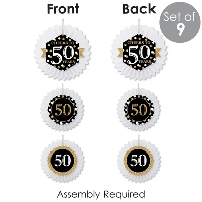 Big Dot Of Happiness Adult 50th Birthday - Gold - Hanging Birthday Party Tissue Decoration Kit - Paper Fans - Set Of 9 4 Big Dot Of Happiness Adult 50th Birthday - Gold - Hanging Birthday Party Tissue Decoration Kit - Paper Fans - Set Of 9 - Image 4
