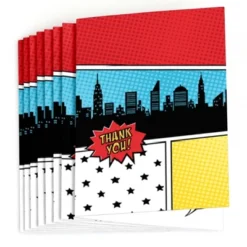 Big Dot Of Happiness Bam Superhero - Baby Shower Or Birthday Party Thank You Cards (8 Count)