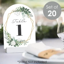 Big Dot Of Happiness Boho Botanical Bride - Greenery Bridal Shower And Wedding Party Double-Sided 5 X 7 Inches Cards - Table Numbers - 1-20