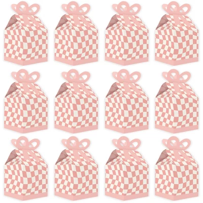 Big Dot Of Happiness Pink Checkered Party - Square Favor Gift Boxes - Bow Boxes - Set Of 12 3 Big Dot Of Happiness Pink Checkered Party - Square Favor Gift Boxes - Bow Boxes - Set Of 12 - Image 3
