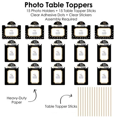 Big Dot Of Happiness Adult 30th Birthday - Gold - Birthday Party Picture Centerpiece Sticks - Photo Table Toppers - 15 Pieces 3 Big Dot Of Happiness Adult 30th Birthday - Gold - Birthday Party Picture Centerpiece Sticks - Photo Table Toppers - 15 Pieces - Image 3