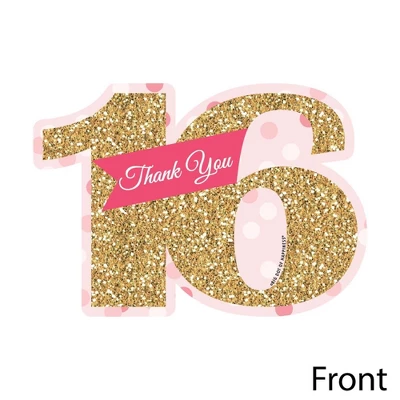 Big Dot Of Happiness Sweet 16 - Shaped Thank You Cards - 16th Birthday Party Thank You Note Cards With Envelopes - Set Of 12 2 Big Dot Of Happiness Sweet 16 - Shaped Thank You Cards - 16th Birthday Party Thank You Note Cards With Envelopes - Set Of 12 - Image 2