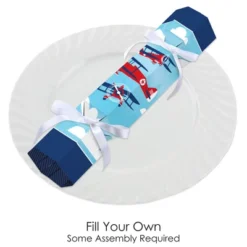 Big Dot Of Happiness Taking Flight - Airplane - No Snap Vintage Plane Baby Shower Or Birthday Party Table Favors - DIY Cracker Boxes - Set Of 12