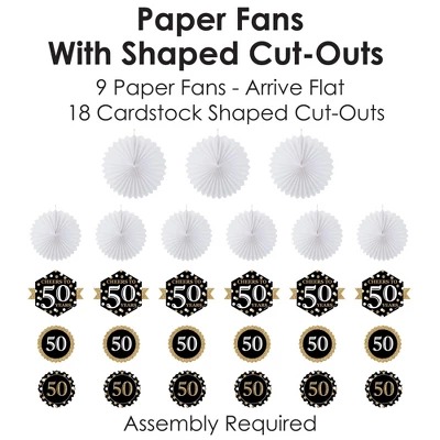 Big Dot Of Happiness Adult 50th Birthday - Gold - Hanging Birthday Party Tissue Decoration Kit - Paper Fans - Set Of 9 3 Big Dot Of Happiness Adult 50th Birthday - Gold - Hanging Birthday Party Tissue Decoration Kit - Paper Fans - Set Of 9 - Image 3