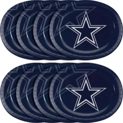 NFL 24ct Dallas Cowboys Football Oval Plates