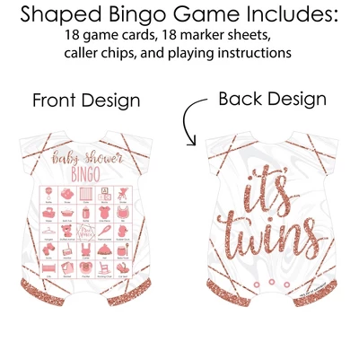 Big Dot Of Happiness It’s Twin Girls - Picture Bingo Cards And Markers - Pink And Rose Gold Twins Baby Shower Shaped Bingo Game - Set Of 18 2 Big Dot Of Happiness It’s Twin Girls - Picture Bingo Cards And Markers - Pink And Rose Gold Twins Baby Shower Shaped Bingo Game - Set Of 18 - Image 2