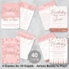 Big Dot Of Happiness Pink Rose Gold Birthday - 4 Happy Birthday Party Games - 10 Cards Each - Gamerific Bundle