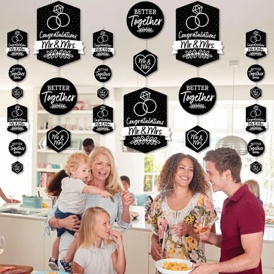 Big Dot Of Happiness Mr. And Mrs. - Black And White Wedding Or Bridal Shower DIY Dangler Backdrop - Hanging Vertical Decorations - 30 Pieces 2 Big Dot Of Happiness Mr. And Mrs. - Black And White Wedding Or Bridal Shower DIY Dangler Backdrop - Hanging Vertical Decorations - 30 Pieces - Image 2