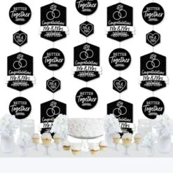 Big Dot Of Happiness Mr. And Mrs. - Black And White Wedding Or Bridal Shower DIY Dangler Backdrop - Hanging Vertical Decorations - 30 Pieces