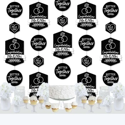 Big Dot Of Happiness Mr. And Mrs. - Black And White Wedding Or Bridal Shower DIY Dangler Backdrop - Hanging Vertical Decorations - 30 Pieces 1 Big Dot Of Happiness Mr. And Mrs. - Black And White Wedding Or Bridal Shower DIY Dangler Backdrop - Hanging Vertical Decorations - 30 Pieces