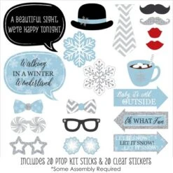 Big Dot Of Happiness Winter Wonderland - Snowflake Holiday Party And Winter Wedding Photo Booth Props Kit - 20 Count