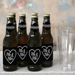 Big Dot Of Happiness Mr. And Mrs. - Black And White Wedding Or Bridal Shower Decorations For Women & Men - 6 Beer Bottle Label Stickers & 1 Carrier -Anagram Shop GUEST 1df30a54 8716 4e65 b0cc 45b2738f2a8c