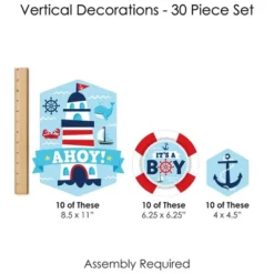 Big Dot Of Happiness Ahoy It's A Boy - Nautical Baby Shower DIY Dangler Backdrop - Hanging Vertical Decorations - 30 Pieces -Anagram Shop GUEST 1e7b7aff 26a4 42c5 89fb 2d2985253ede