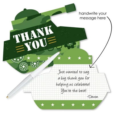 Big Dot Of Happiness Camo Hero - Shaped Thank You Cards - Army Military Camouflage Party Thank You Note Cards With Envelopes - Set Of 12 1 Big Dot Of Happiness Camo Hero - Shaped Thank You Cards - Army Military Camouflage Party Thank You Note Cards With Envelopes - Set Of 12