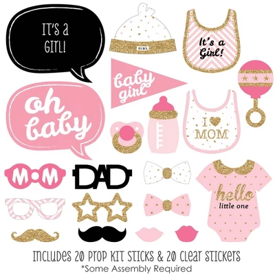 Big Dot Of Happiness Hello Little One - Pink And Gold - Girl Baby Shower Photo Booth Props Kit - 20 Count 1 Big Dot Of Happiness Hello Little One - Pink And Gold - Girl Baby Shower Photo Booth Props Kit - 20 Count