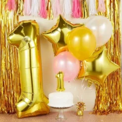 Sparkle And Bash 28-Piece Baby Girl 1st Birthday Party Decorations Supplies - Balloons, Tassels & Cake Topper