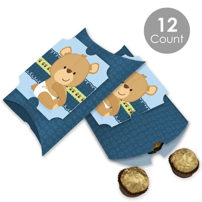 Big Dot Of Happiness Baby Boy Teddy Bear - Favor Gift Boxes - Baby Shower Large Pillow Boxes - Set Of 12 1 Big Dot Of Happiness Baby Boy Teddy Bear - Favor Gift Boxes - Baby Shower Large Pillow Boxes - Set Of 12