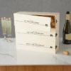 Twine Wedding And Anniversary Gift Wooden Wine Box Three Year Celebration 3 Bottle Holder With Lids And Latches, Wood