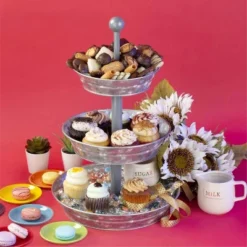 Hallops 3 Tier Serving Tray - Galvanized Metal Stand For Rustic Dessert, Cupcake, Fruit & Party Platter -Anagram Shop GUEST 229b9bb1 9f69 4cd5 8ee8 489250bf81a9