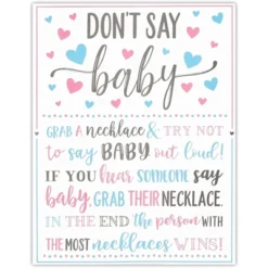 Sparkle And Bash Don't Say Baby Easel Sign, Baby Shower Games For Gender Reveal Favors, Decorations, 1 Sign And 36 Pink Beaded Necklaces -Anagram Shop GUEST 2304a680 5bb9 49fc a06b a5e2a862cddd
