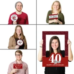 Big Dot Of Happiness We Still Do - 40th Wedding Anniversary Selfie Photo Booth Picture Frame & Props - Printed On Sturdy Material