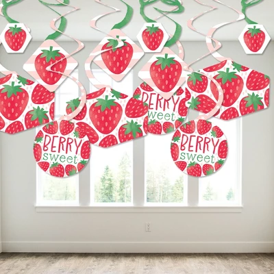 Big Dot Of Happiness Berry Sweet Strawberry - Fruit Themed Birthday Party Or Baby Shower Hanging Decor - Party Decoration Swirls - Set Of 40 2 Big Dot Of Happiness Berry Sweet Strawberry - Fruit Themed Birthday Party Or Baby Shower Hanging Decor - Party Decoration Swirls - Set Of 40 - Image 2