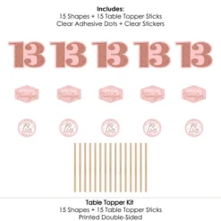 Big Dot Of Happiness 13th Pink Rose Gold Birthday - Happy Birthday Party Centerpiece Sticks - Table Toppers - Set Of 15 -Anagram Shop GUEST 23c2323f dac4 47fa b387 e843e3a8391f