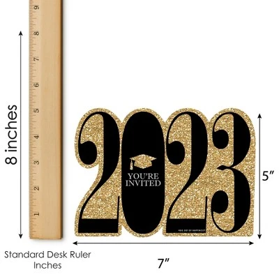 Big Dot Of Happiness Gold 2023 Graduation Party Invitations - Shaped Fill-In Invite Cards With Envelopes - Set Of 12 4 Big Dot Of Happiness Gold 2023 Graduation Party Invitations - Shaped Fill-In Invite Cards With Envelopes - Set Of 12 - Image 4