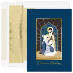 Masterpiece Studios 15-Count Boxed Christmas Cards With Foil-Lined Envelopes, 7.8" X 5.6" Radiant Blessings (964600)