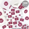 Big Dot Of Happiness Burgundy Elegantly Simple - Guest Party Favors Candy Favor Sticker Kit - 304 Pieces