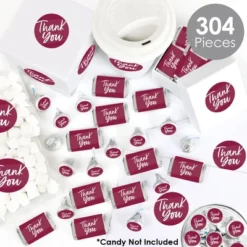 Big Dot Of Happiness Burgundy Elegantly Simple - Guest Party Favors Candy Favor Sticker Kit - 304 Pieces