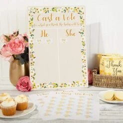 Sparkle And Bash Gender Reveal Party Game, Cast Your Vote Board Stand 120 Boy Or Girl Voting Stickers Baby Shower