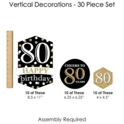 Big Dot Of Happiness Adult 80th Birthday - Gold - Birthday Party DIY Dangler Backdrop - Hanging Vertical Decorations - 30 Pieces -Anagram Shop GUEST 278571aa 2347 4161 88b7 d4614ea95c76