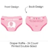 Big Dot Of Happiness Pink Elephant - Diaper Shaped Raffle Ticket Inserts - Girl Baby Shower Activities - Diaper Raffle Game - Set Of 24