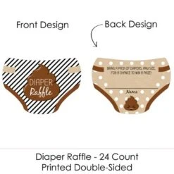 Big Dot Of Happiness Party ’Til You’re Pooped - Diaper Shaped Raffle Ticket Inserts - Poop Emoji Baby Shower Activities - Diaper Raffle Game - 24 Ct