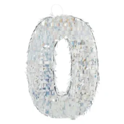Blue Panda Small Silver Holographic Foil Number 0 Pinata For Birthday Party Decorations, 15.7 X 9 In -Anagram Shop GUEST 2b2381be 80d0 4954 897e 533babb0276f