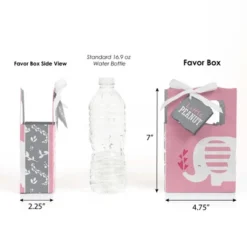 Big Dot Of Happiness Pink Elephant - Girl Baby Shower Or Birthday Party Favor Boxes - Set Of 12