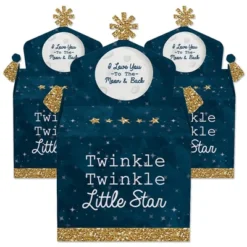 Big Dot Of Happiness Twinkle Twinkle Little Star - Treat Box Party Favors - Baby Shower Or Birthday Party Goodie Gable Boxes - Set Of 12