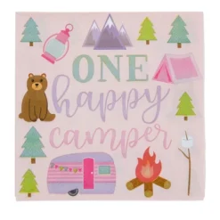 183 Piece Girls One Happy Camper Birthday Party Supplies With Plates, Napkins, Cups, Goodie Bags, Tablecloth, Banner And Cutlery (Serves 24) -Anagram Shop GUEST 2c16c159 ad06 4651 90c1 5aa49104026e